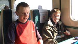 Ashley and Joe on the 10.10 train from Newton Abbot to Taunton